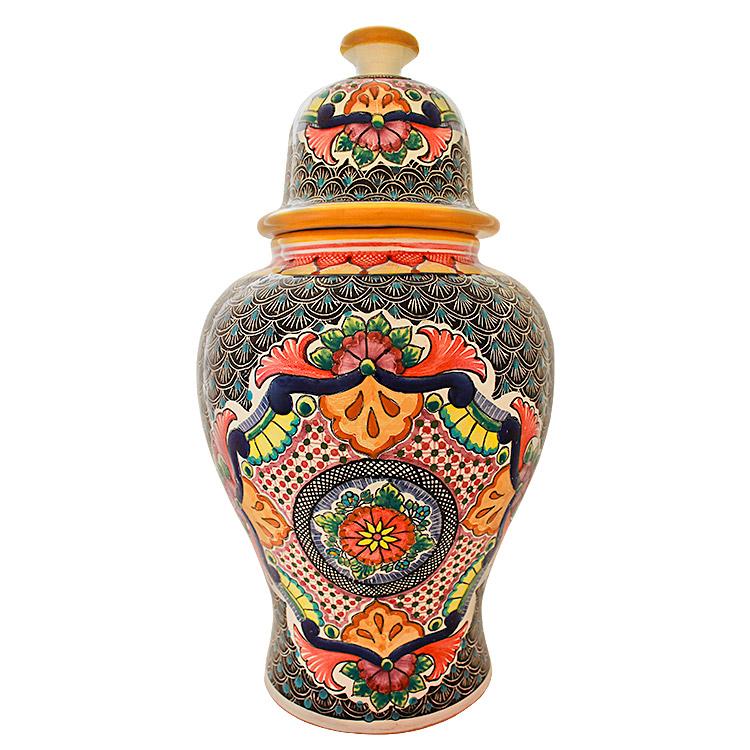 Talavera Mexican Pottery Large Ginger Jar with Lid